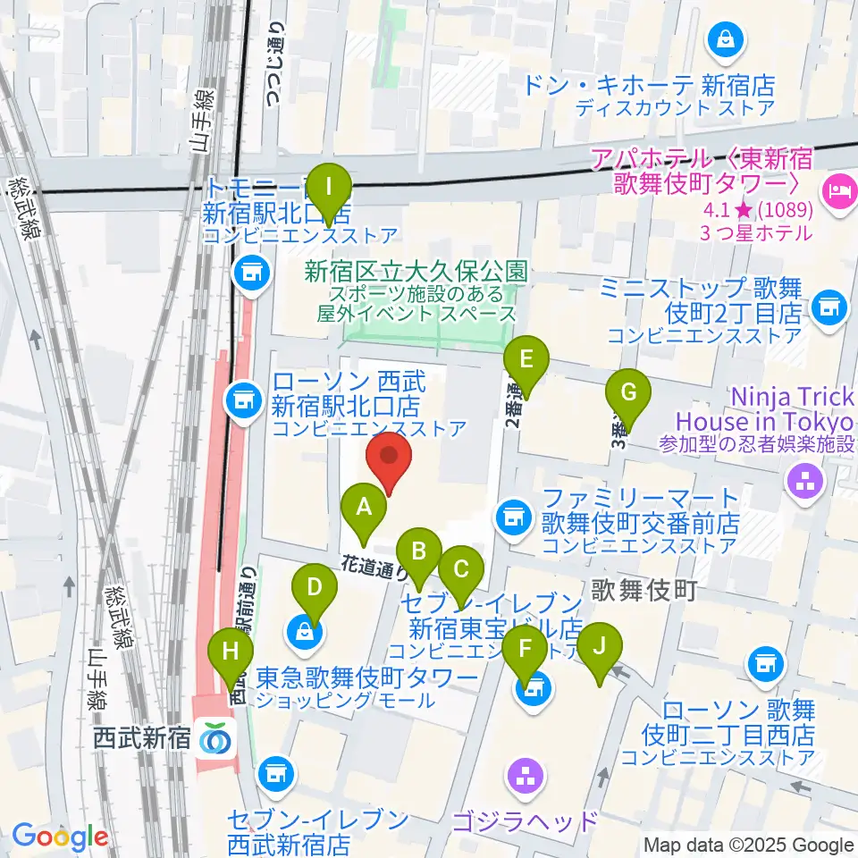 新宿ハイジアV-1周辺の駐車場・コインパーキング一覧地図
