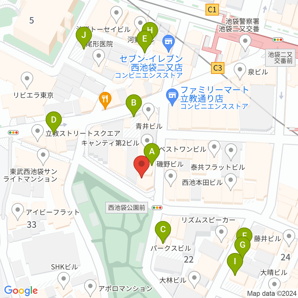 池袋西口GEKIBA周辺の駐車場・コインパーキング一覧地図