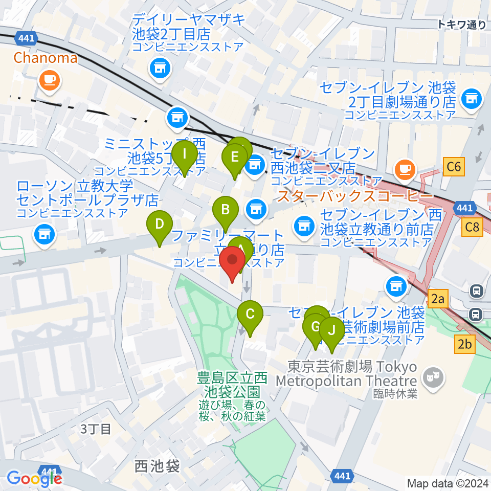 池袋西口GEKIBA周辺の駐車場・コインパーキング一覧地図