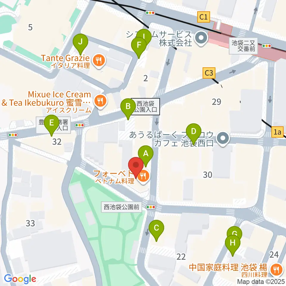 池袋西口GEKIBA周辺の駐車場・コインパーキング一覧地図