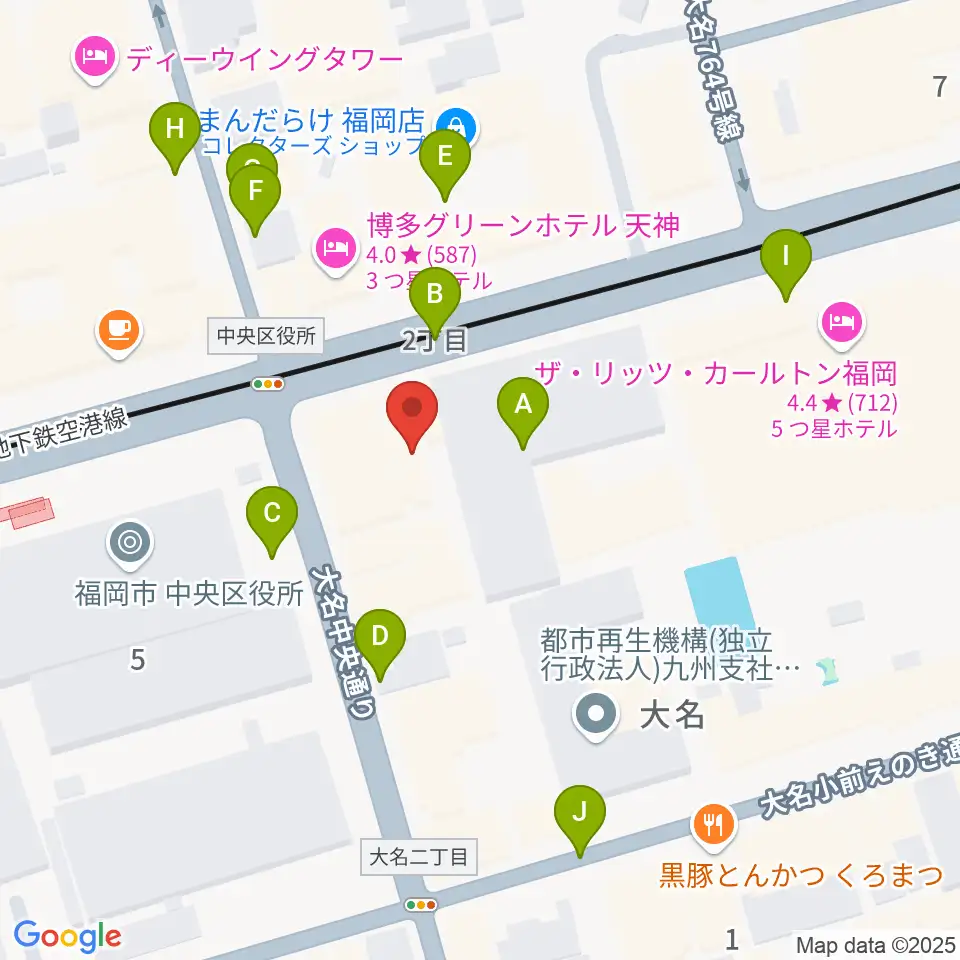 福岡Queblick周辺の駐車場・コインパーキング一覧地図