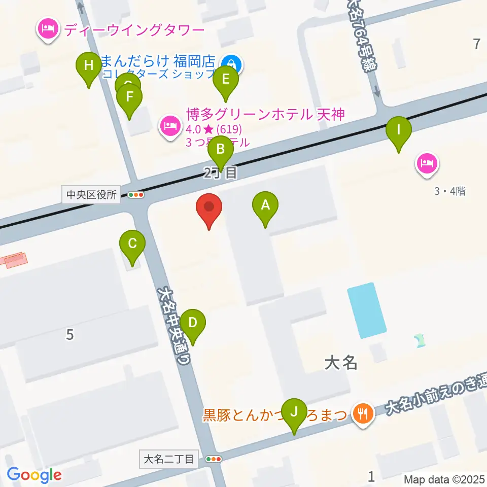 福岡Queblick周辺の駐車場・コインパーキング一覧地図