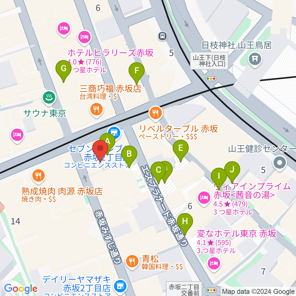 アプロ赤坂周辺の駐車場・コインパーキング一覧地図