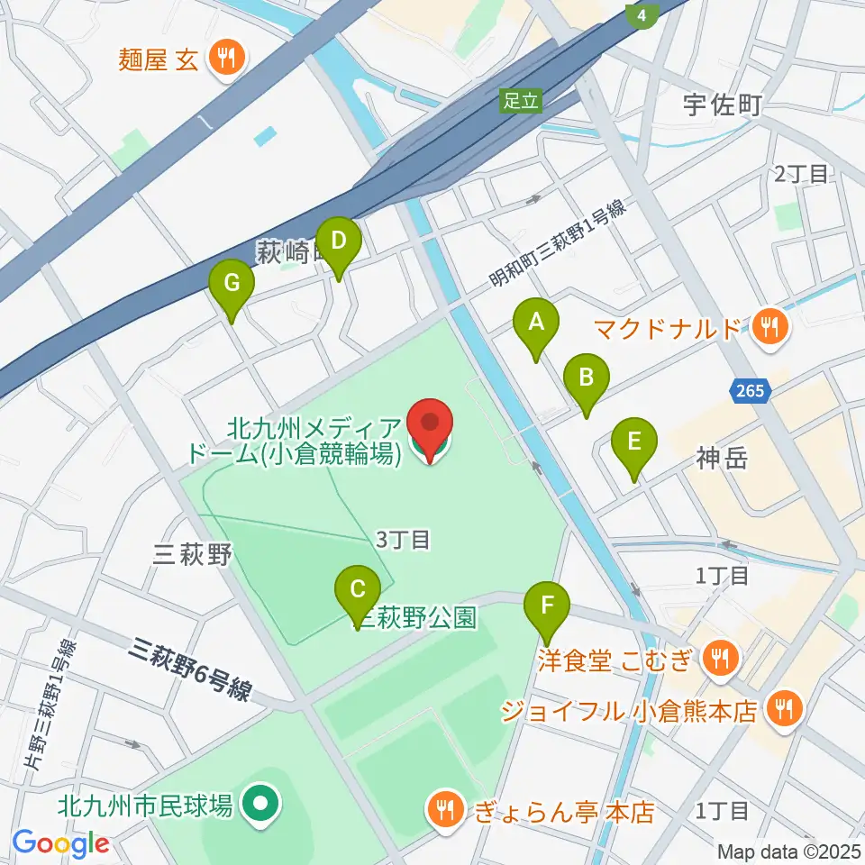 北九州メディアドーム周辺の駐車場・コインパーキング一覧地図