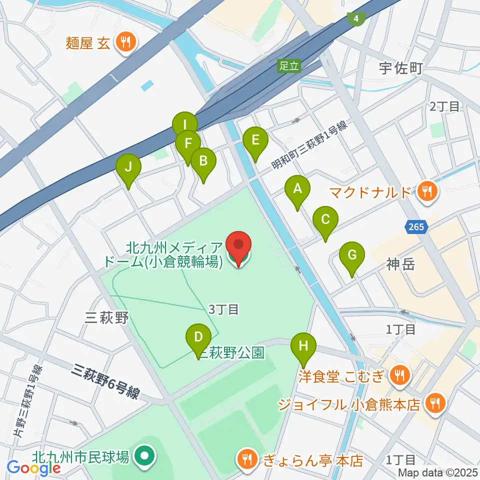 北九州メディアドーム周辺の駐車場・コインパーキング一覧地図