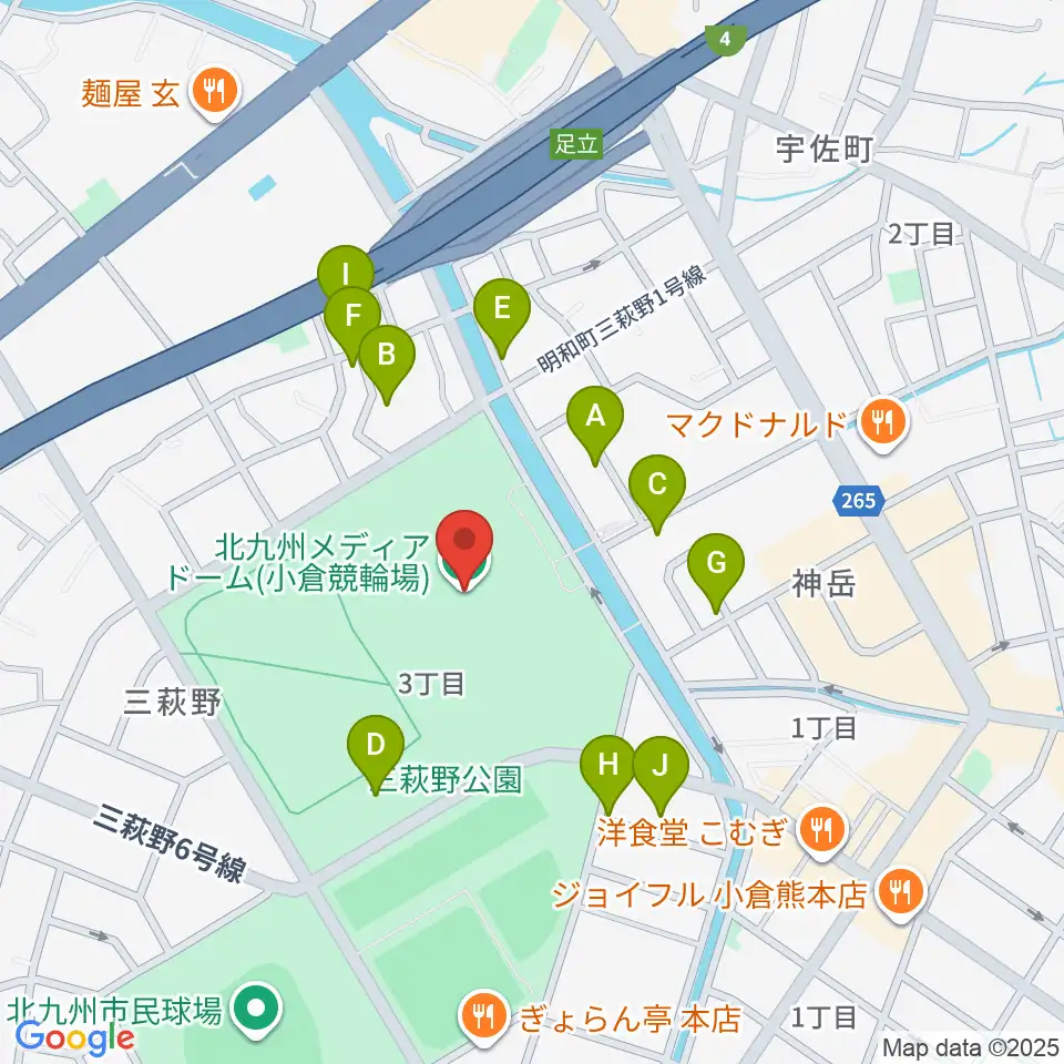 北九州メディアドーム周辺の駐車場・コインパーキング一覧地図