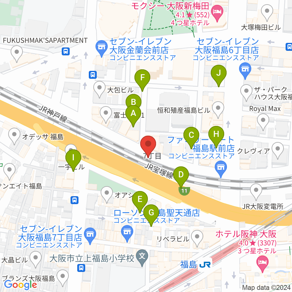 大阪福島セカンドライン周辺の駐車場・コインパーキング一覧地図