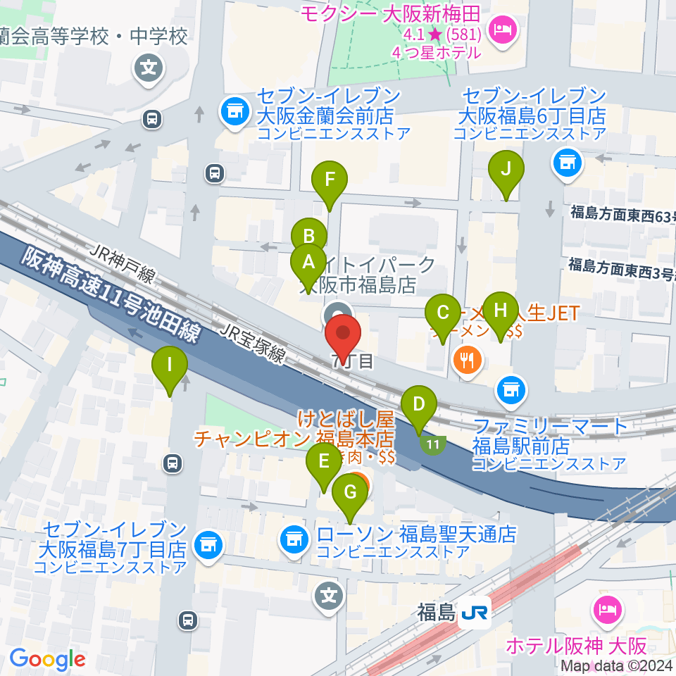 大阪福島セカンドライン周辺の駐車場・コインパーキング一覧地図