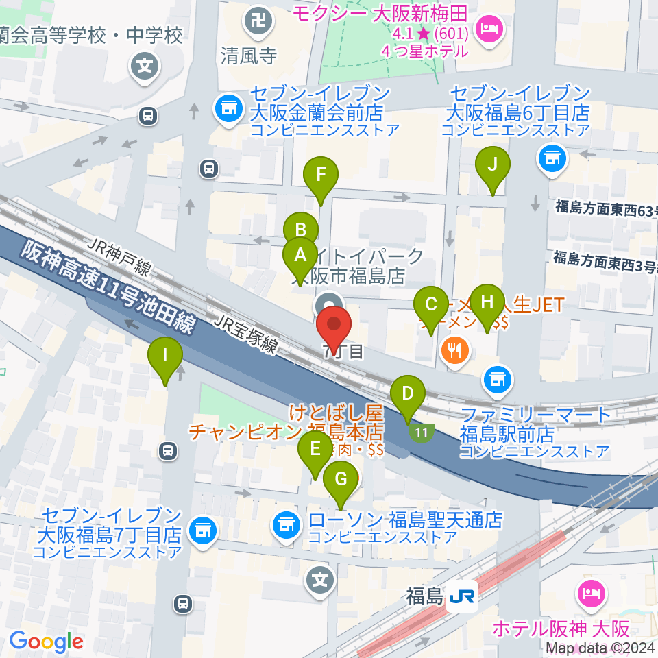 大阪福島セカンドライン周辺の駐車場・コインパーキング一覧地図