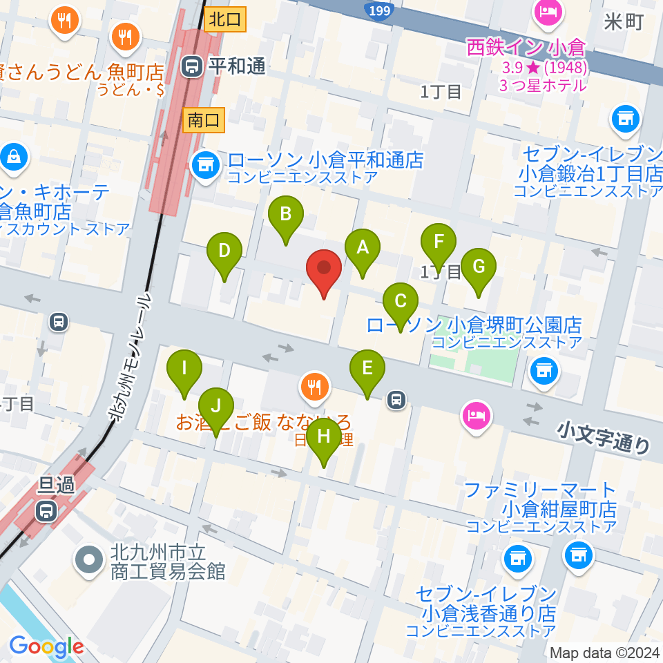 小倉カサブランカ周辺の駐車場・コインパーキング一覧地図