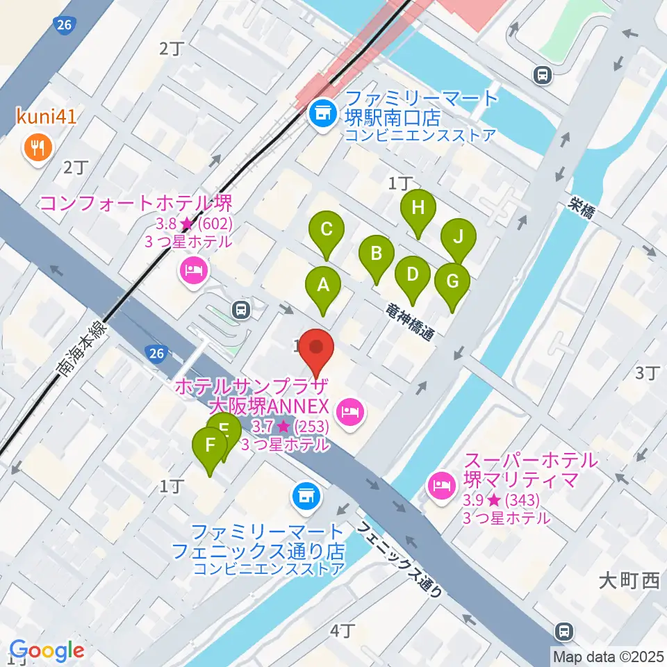 堺チクタク・スタジオNoi周辺の駐車場・コインパーキング一覧地図