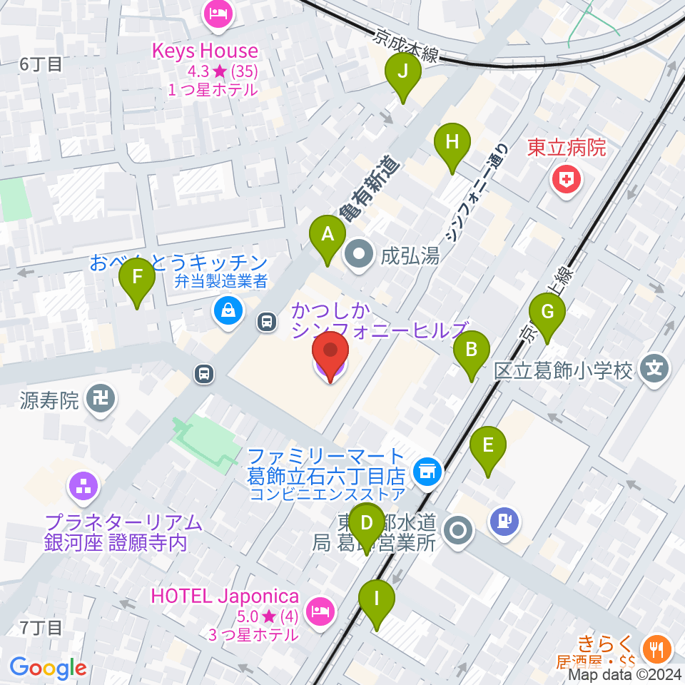 かつしかシンフォニーヒルズ周辺の駐車場・コインパーキング一覧地図