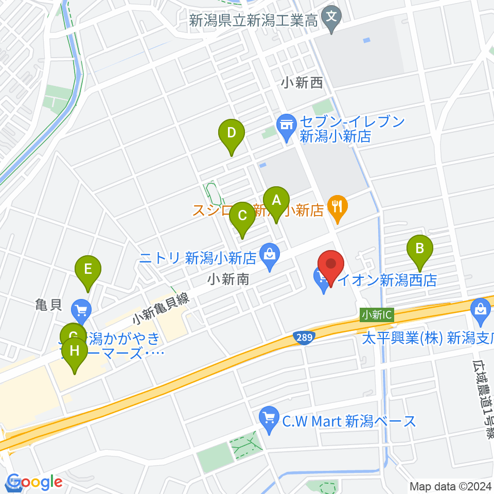 あぽろんイオン新潟西店周辺の駐車場・コインパーキング一覧地図