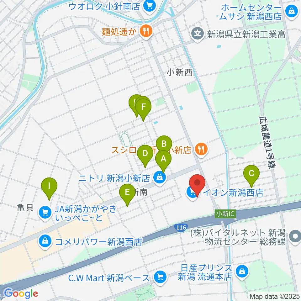 あぽろんイオン新潟西店周辺の駐車場・コインパーキング一覧地図