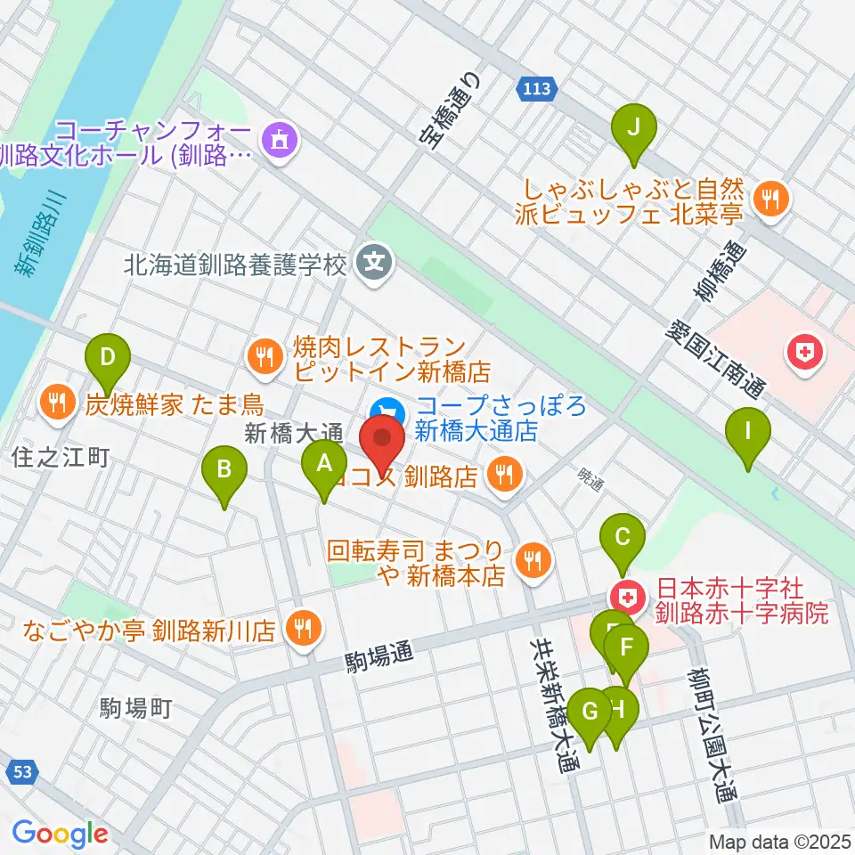 エルム楽器 釧路支店周辺の駐車場・コインパーキング一覧地図