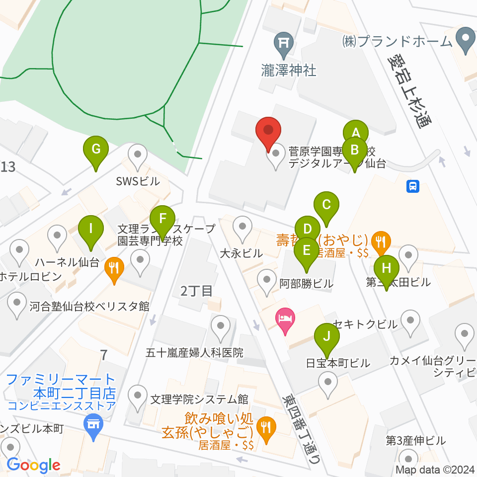 専門学校デジタルアーツ仙台周辺の駐車場・コインパーキング一覧地図