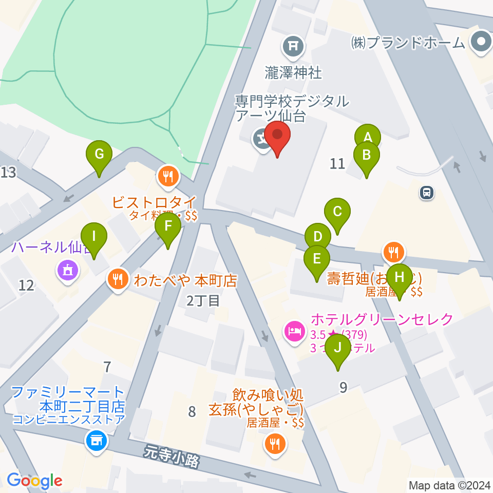 専門学校デジタルアーツ仙台周辺の駐車場・コインパーキング一覧地図