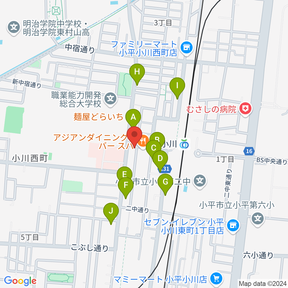 ステラ音楽教室 小川駅前教室周辺の駐車場・コインパーキング一覧地図