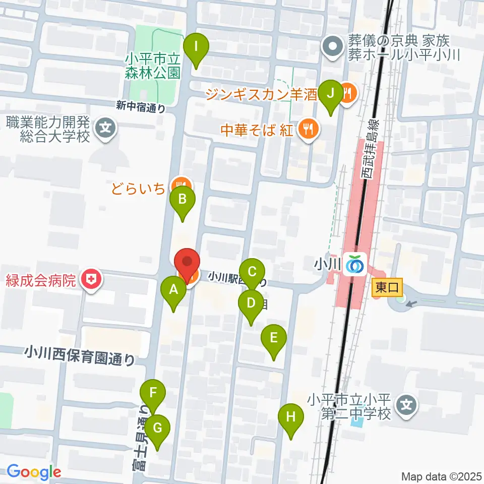 ステラ音楽教室 小川駅前教室周辺の駐車場・コインパーキング一覧地図