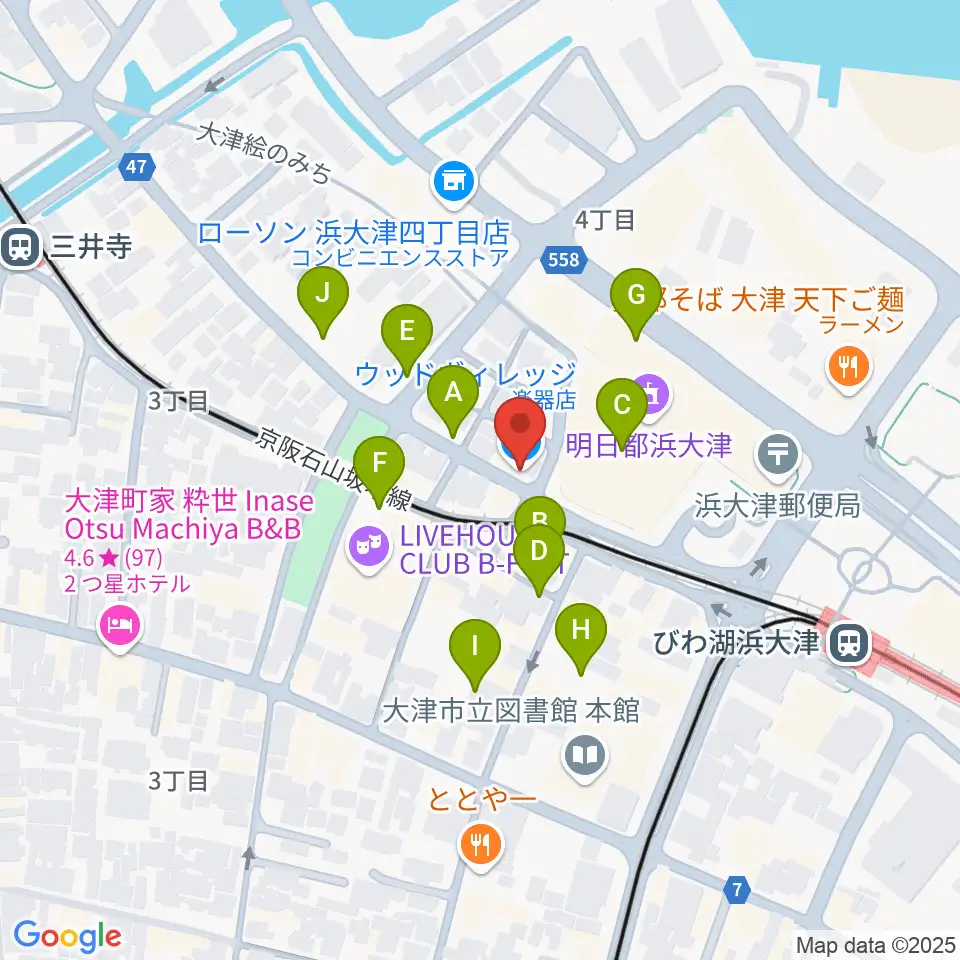 ウッドヴィレッジ中古楽器買取周辺の駐車場・コインパーキング一覧地図