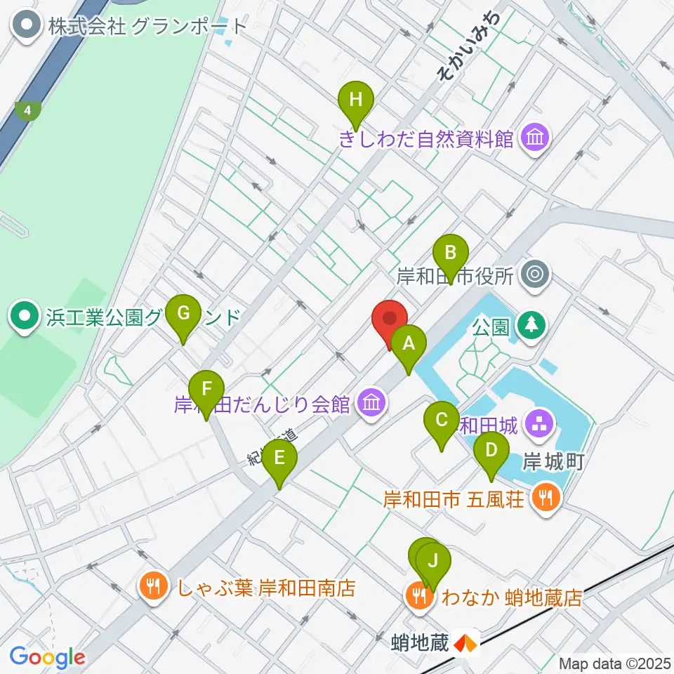 民の謡 岸和田店周辺の駐車場・コインパーキング一覧地図