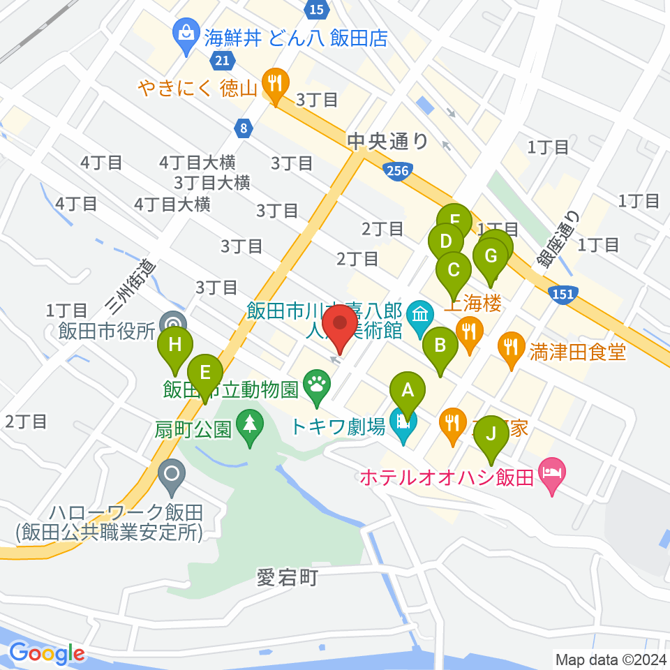 飯田CANVAS周辺の駐車場・コインパーキング一覧地図