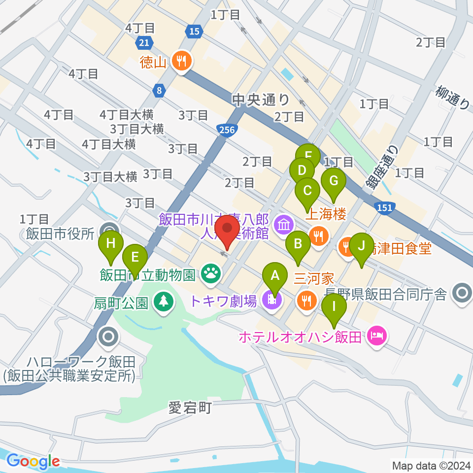 飯田CANVAS周辺の駐車場・コインパーキング一覧地図