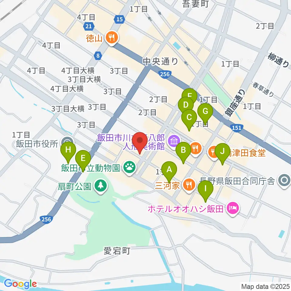 飯田CANVAS周辺の駐車場・コインパーキング一覧地図