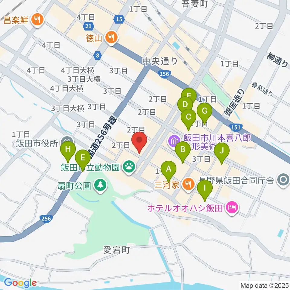 飯田CANVAS周辺の駐車場・コインパーキング一覧地図