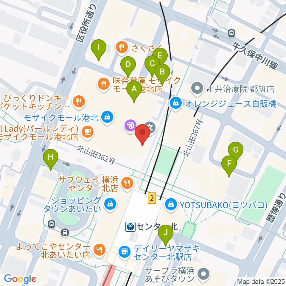 東京音楽学院 モザイクモール港北センター北駅前校周辺の駐車場・コインパーキング一覧地図
