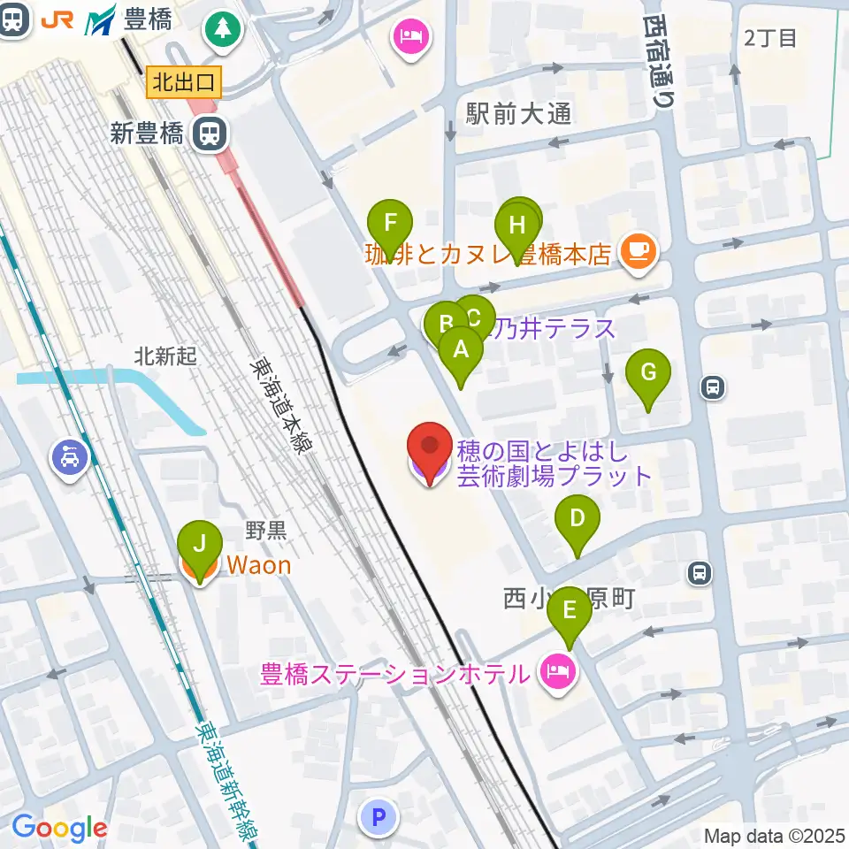 穂の国とよはし芸術劇場プラット周辺の駐車場・コインパーキング一覧地図