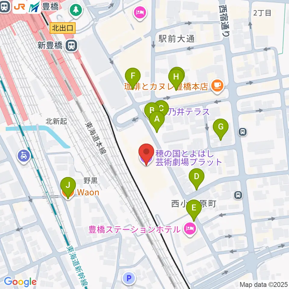 穂の国とよはし芸術劇場プラット周辺の駐車場・コインパーキング一覧地図