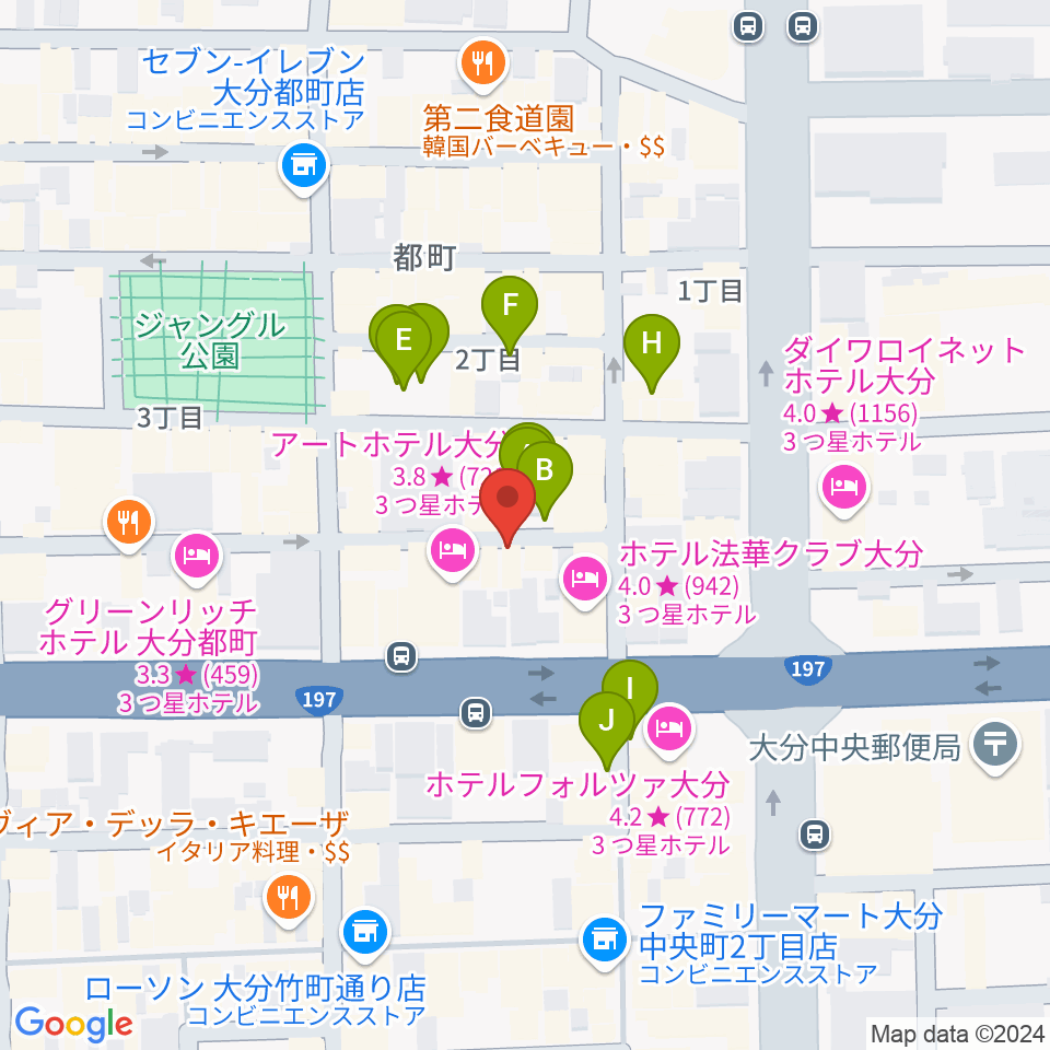 大分音楽館周辺の駐車場・コインパーキング一覧地図