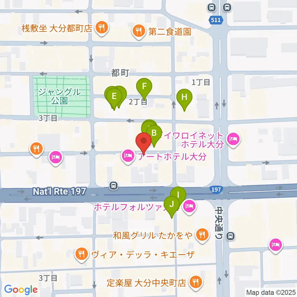 大分音楽館周辺の駐車場・コインパーキング一覧地図