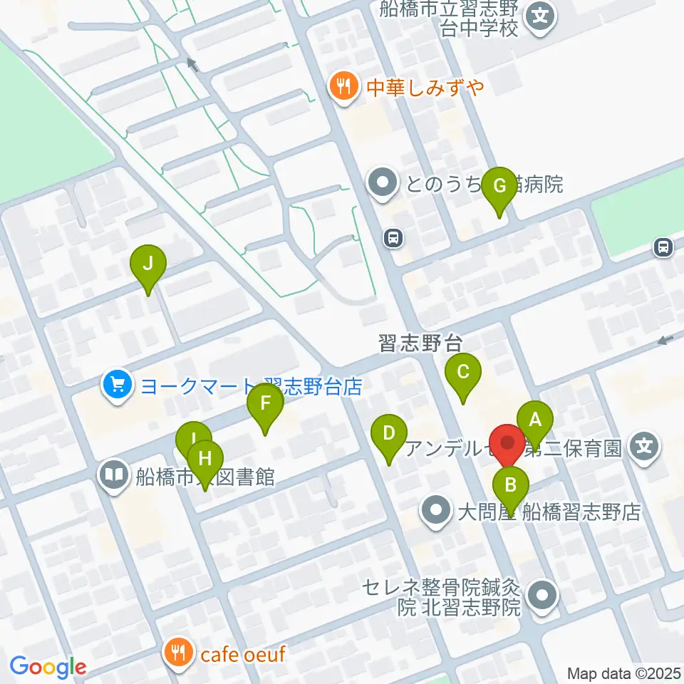 伊藤楽器 ピアノシティ北習志野周辺の駐車場・コインパーキング一覧地図