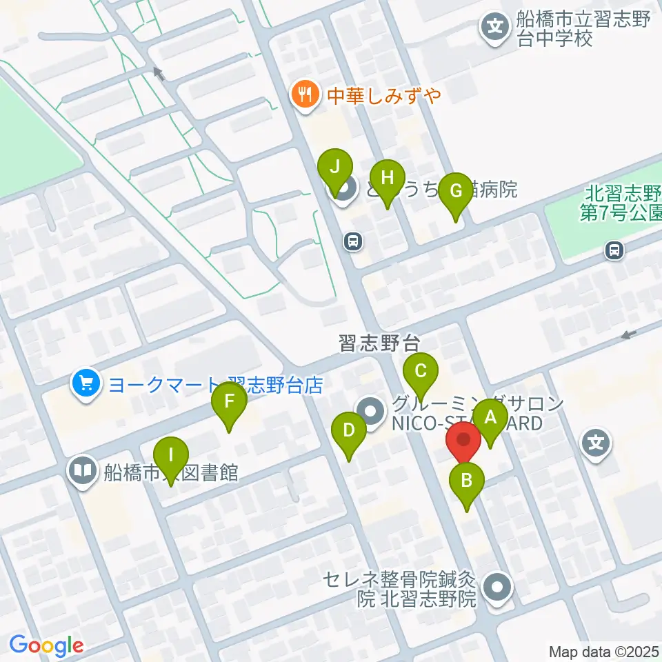 伊藤楽器 ピアノシティ北習志野周辺の駐車場・コインパーキング一覧地図