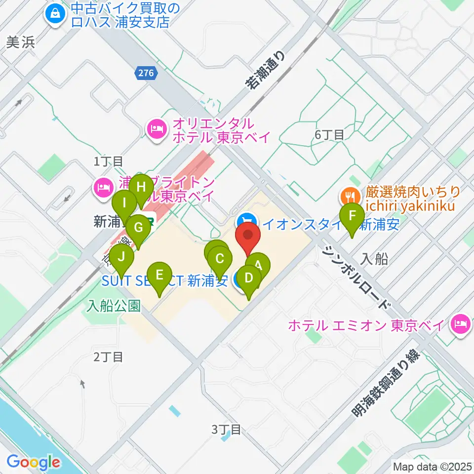 伊藤楽器 新浦安センター周辺の駐車場・コインパーキング一覧地図
