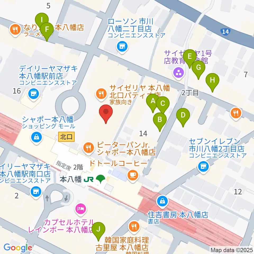 伊藤楽器 本八幡センター周辺の駐車場・コインパーキング一覧地図