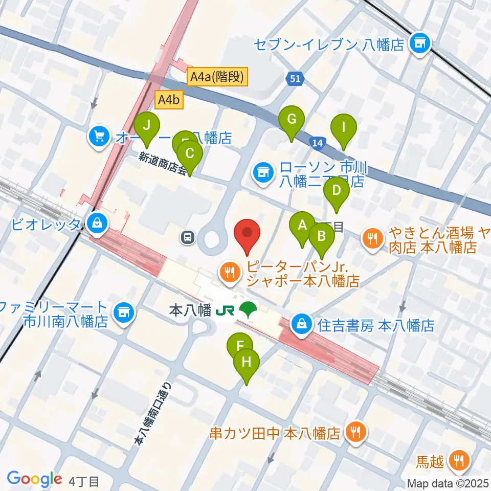 伊藤楽器 本八幡センター周辺の駐車場・コインパーキング一覧地図