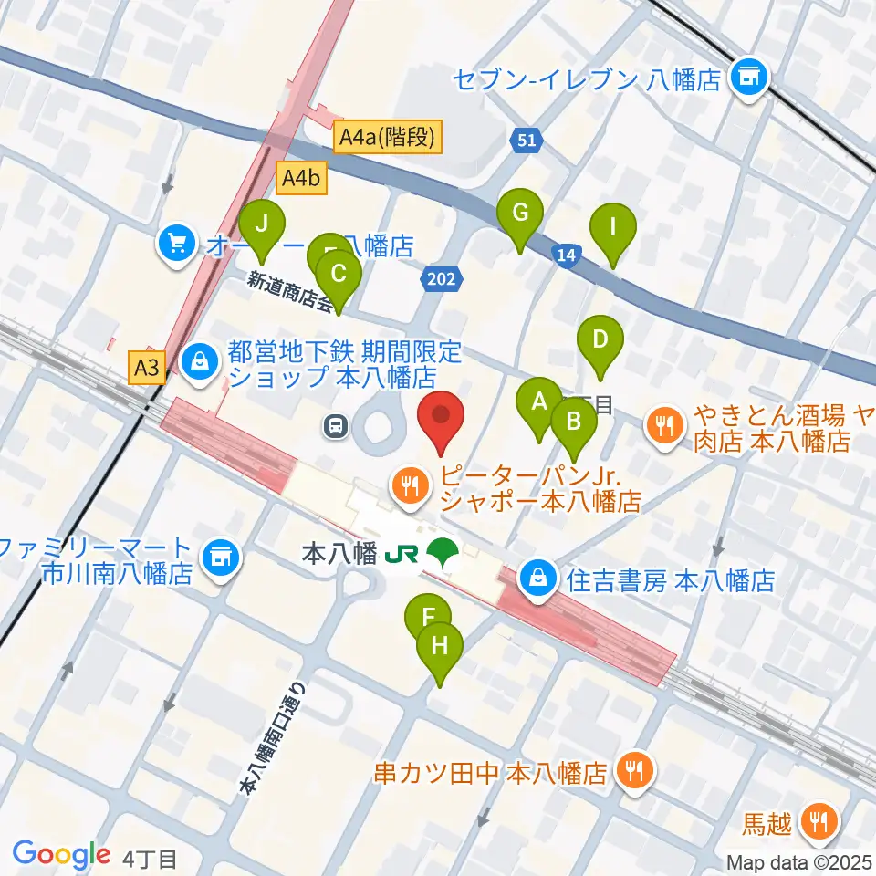 伊藤楽器 本八幡センター周辺の駐車場・コインパーキング一覧地図