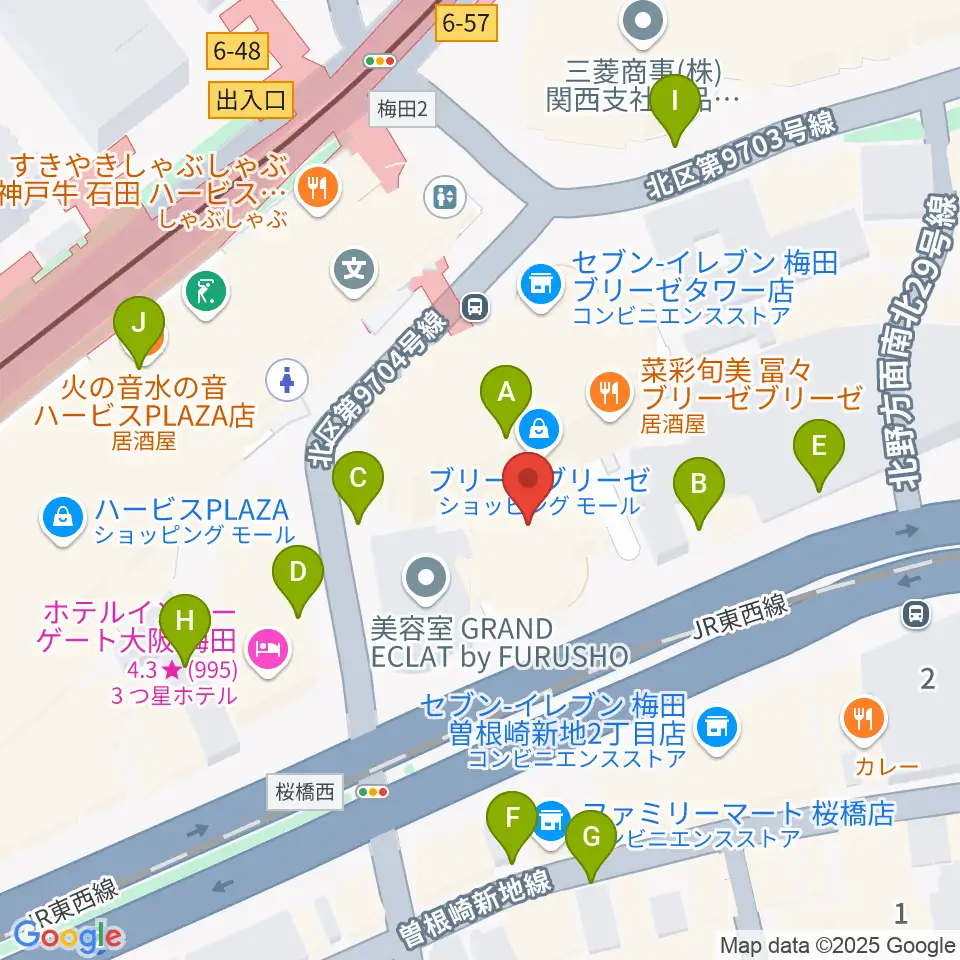 MIKIミュージックサロン西梅田ブリーゼブリーゼ周辺の駐車場・コインパーキング一覧地図