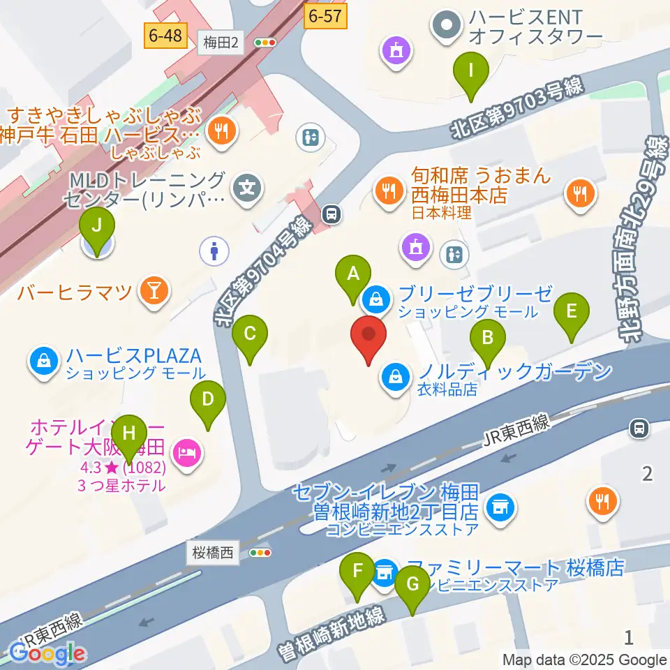 MIKIミュージックサロン西梅田ブリーゼブリーゼ周辺の駐車場・コインパーキング一覧地図