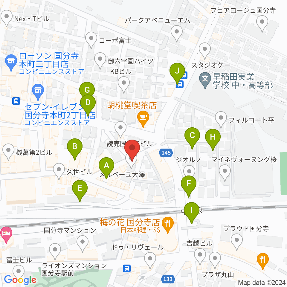 国分寺giee周辺の駐車場・コインパーキング一覧地図