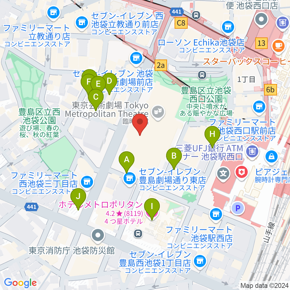 ミュージックスタジオ・フォルテ芸劇店周辺の駐車場・コインパーキング一覧地図