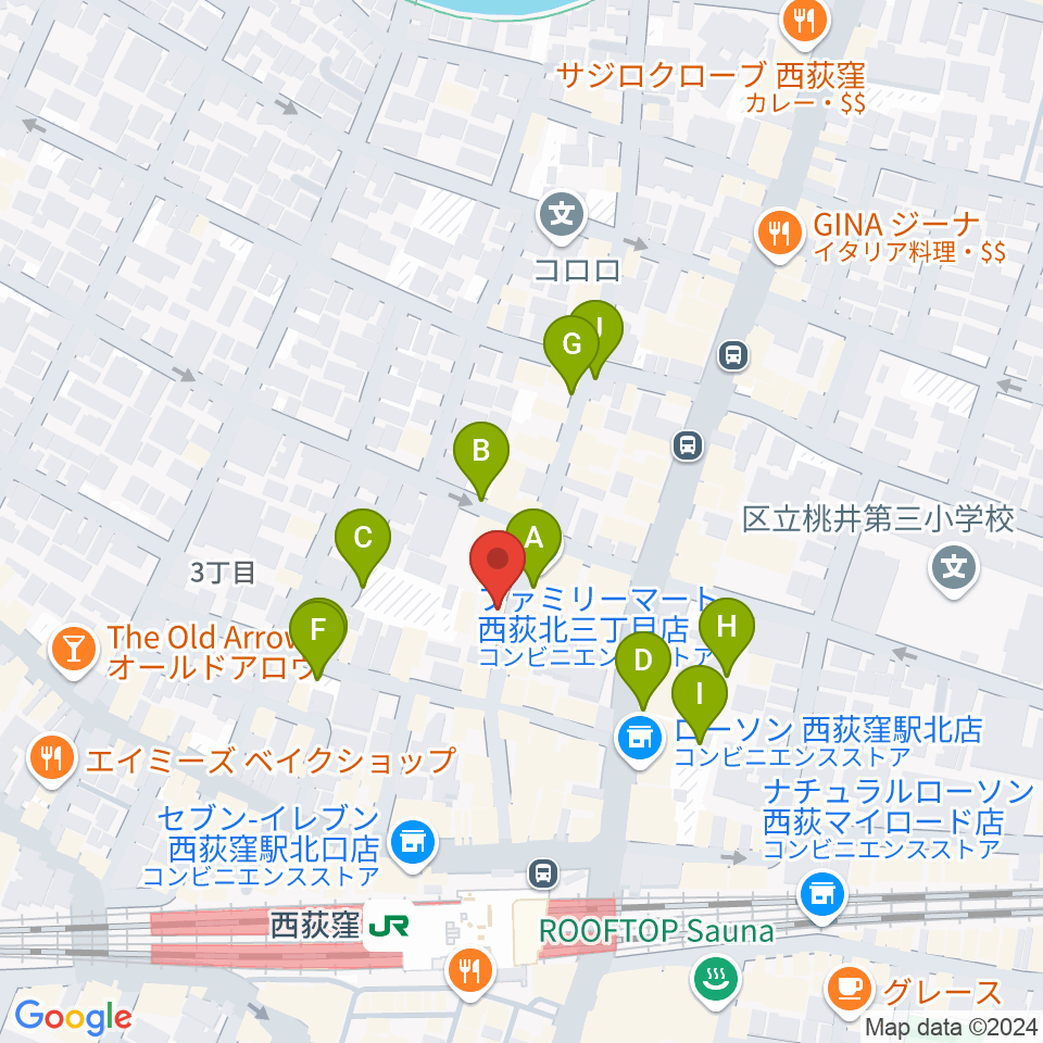 西荻窪テラ周辺の駐車場・コインパーキング一覧地図