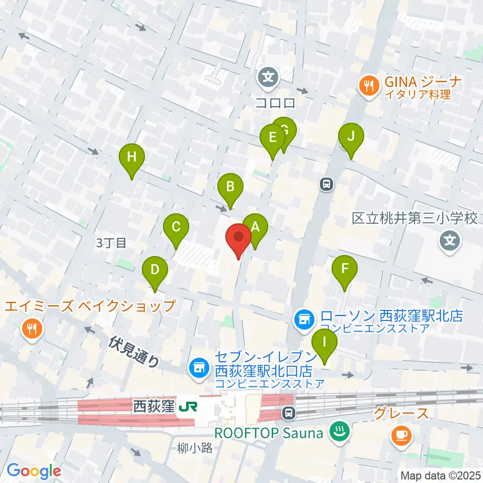 西荻窪テラ周辺の駐車場・コインパーキング一覧地図