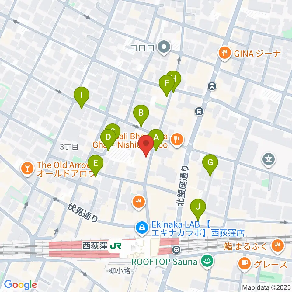 西荻窪テラ周辺の駐車場・コインパーキング一覧地図