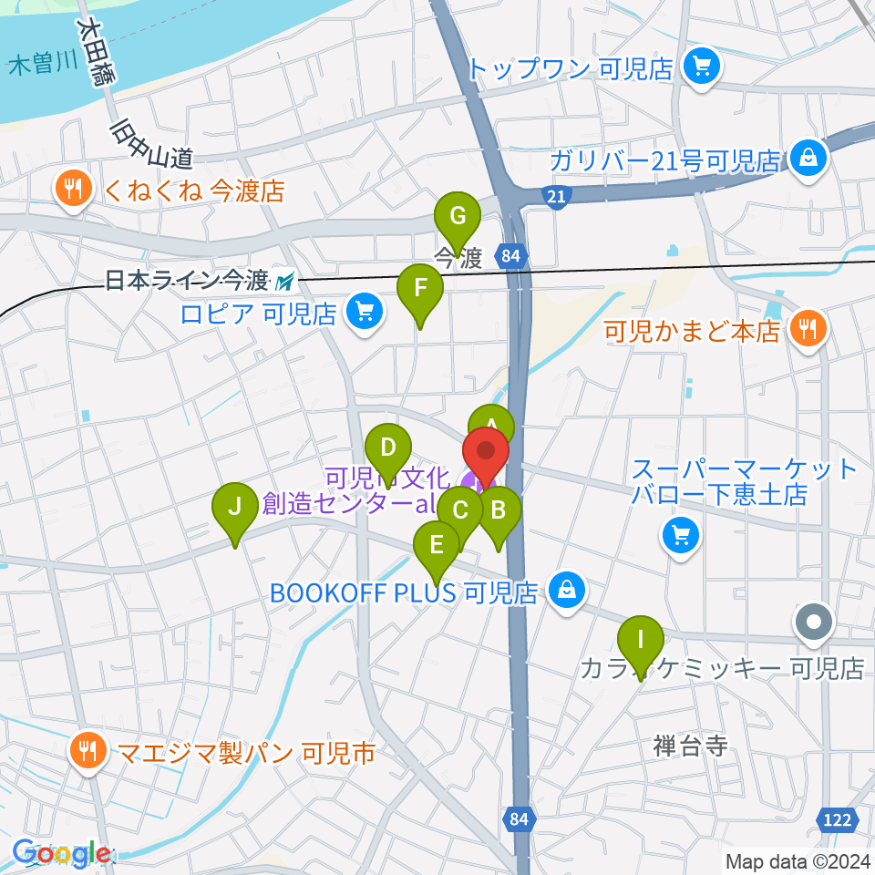 可児市文化創造センターala周辺の駐車場・コインパーキング一覧地図