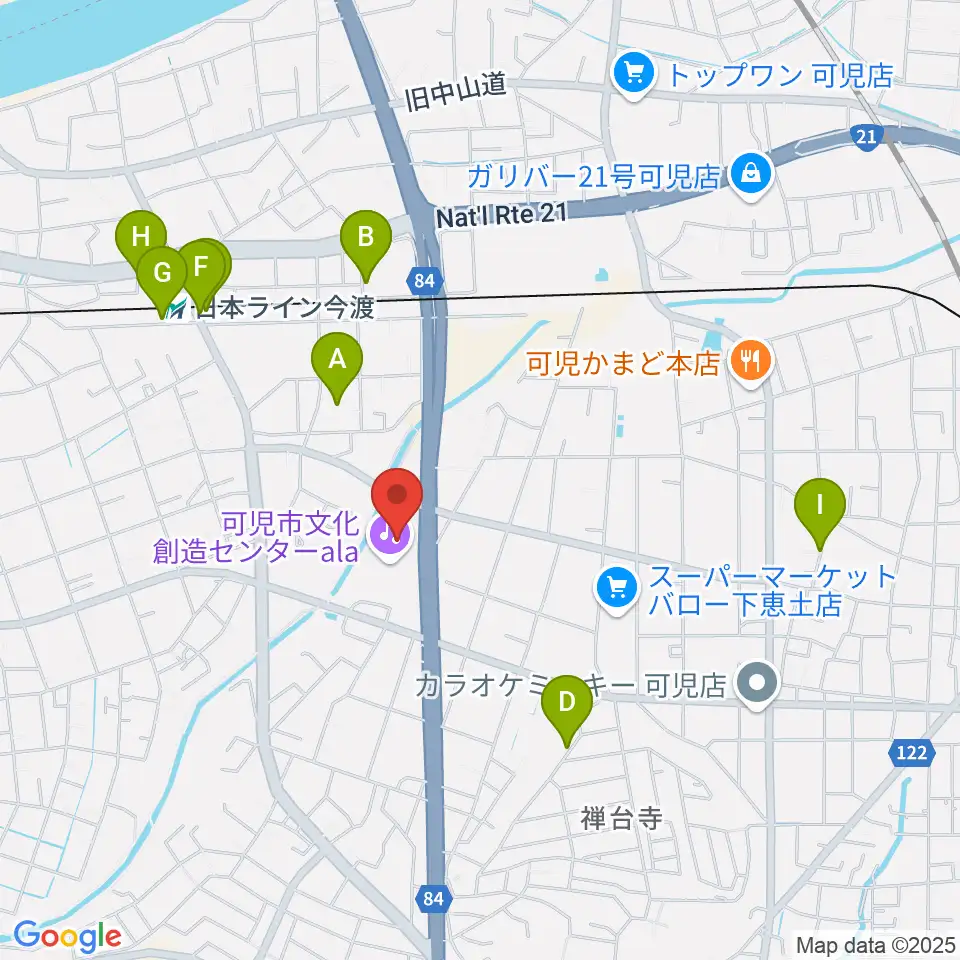 可児市文化創造センターala周辺の駐車場・コインパーキング一覧地図