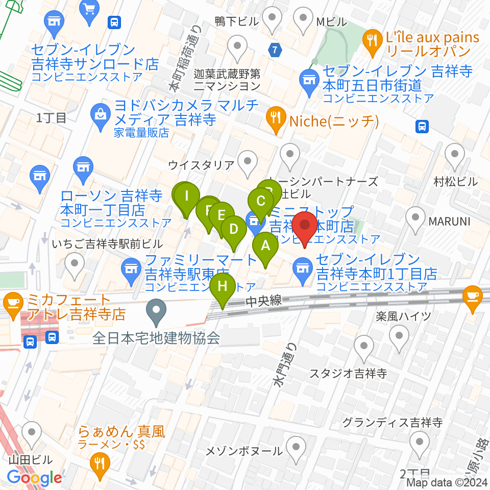 吉祥寺シアター周辺の駐車場・コインパーキング一覧地図